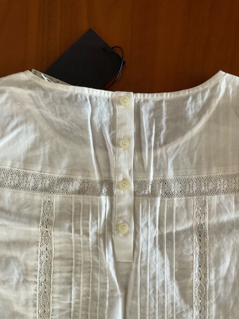 Madewell et Sezane Pintuck Lace and Cotton Blouse, NWT - Picture 4 of 4
